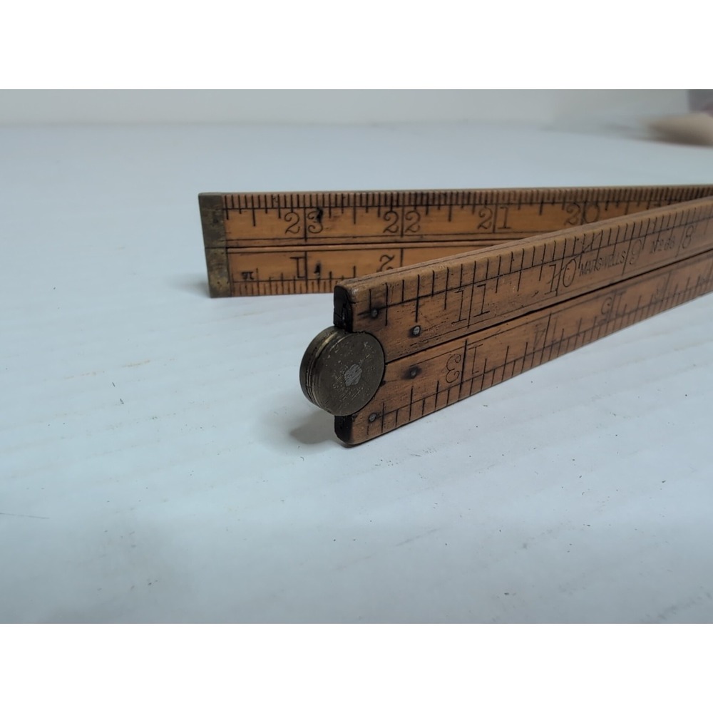 Vintage MARSWELLS No. 68 Boxwood & Brass Folding Rule - 24" size - Picture 3 of 5